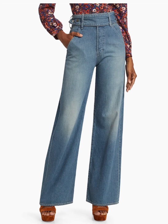 Veronica Beard Taylor High-Rise Belted Wide-Leg Jeans